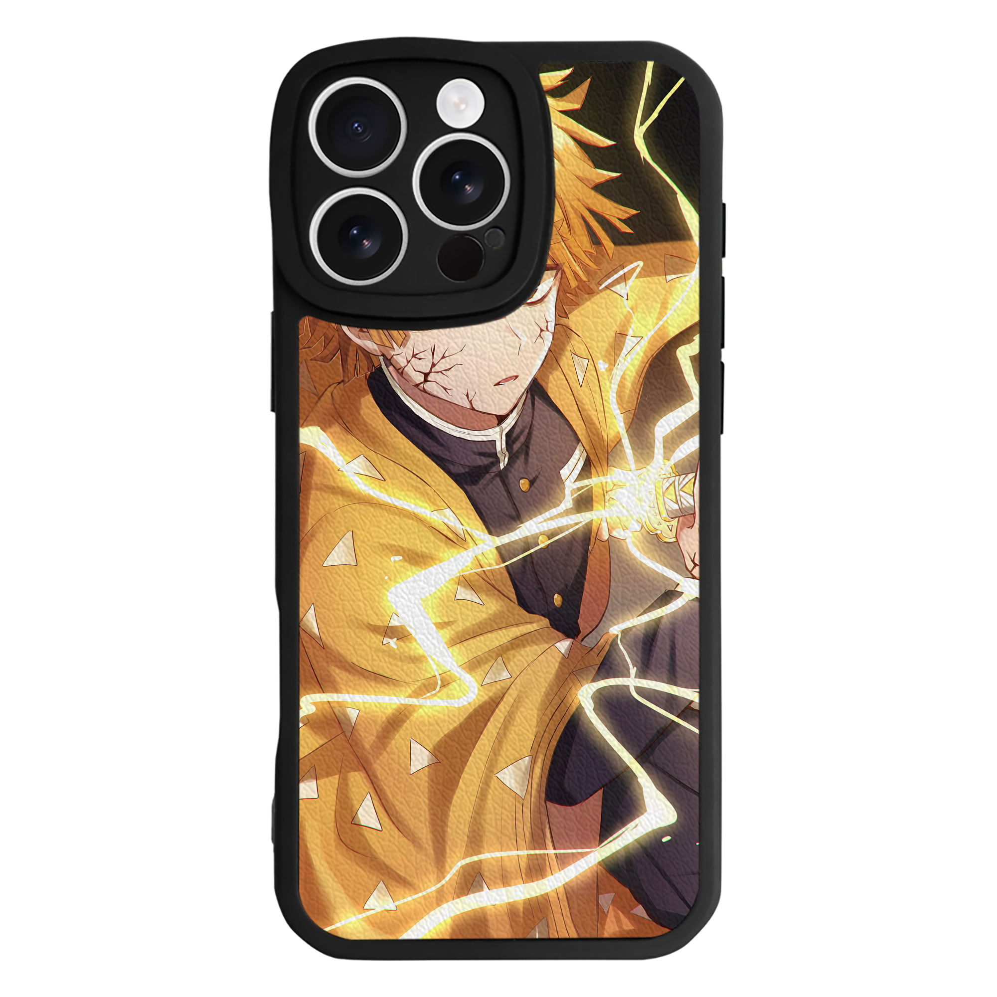 （画像用） 鬼滅の刃（きめつのやいば）我妻 善逸／あがつま ぜんいつ Agatsuma Zenitsu 【iPhone 16シリーズ対応】シリコンスマホケース（レザー調） 材質：シリコン